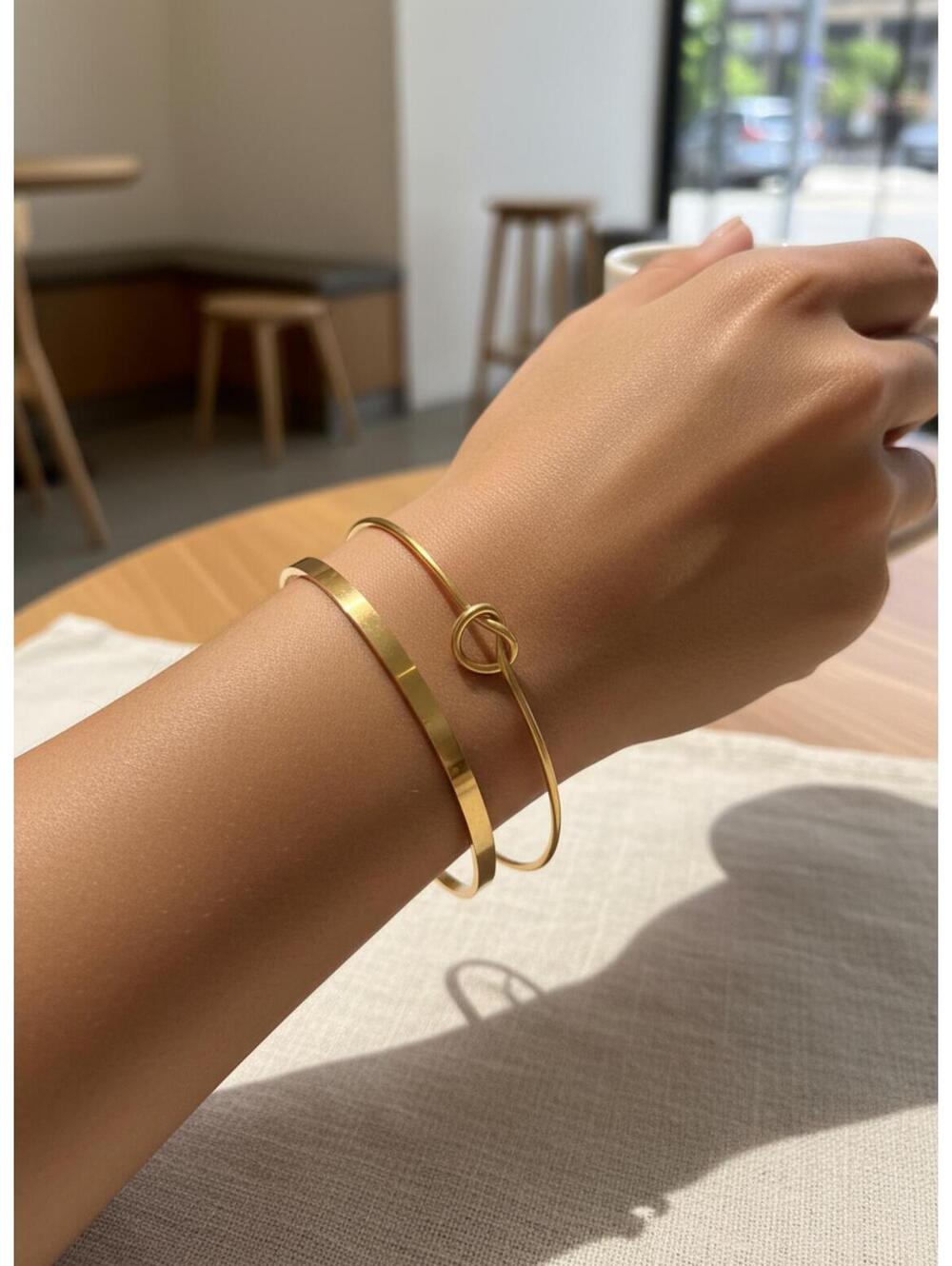 18K Gold plated SS Bangle knot Bracelet Set